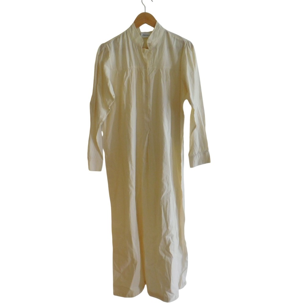 NEW Womens Cotton Muslin Long Nightgown Long Sleeves Ivory Modest Size Small
